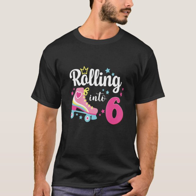 Camiseta Rolando Em 6 Skate De Roller 6 de Aniversário Para (Frente)