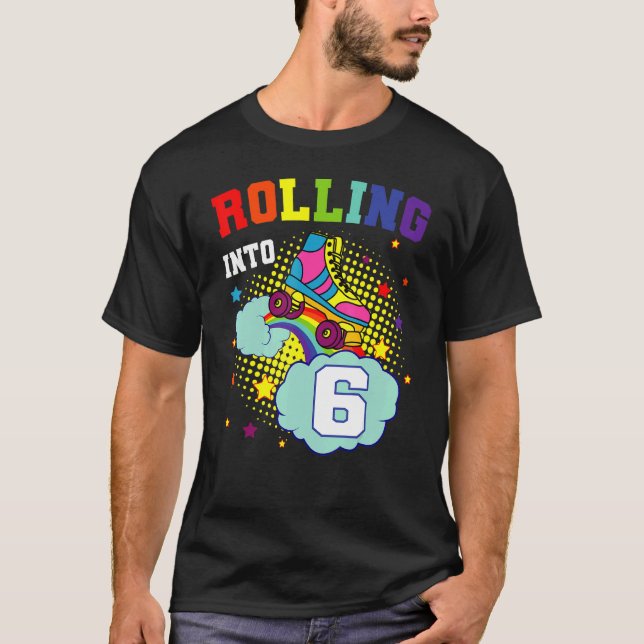 Camiseta Rolando Em 6 Skates De Roller No Aniversário De Pa (Frente)