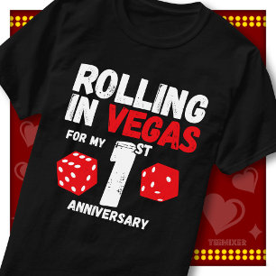 Camiseta Rolando Em Vegas 1º Aniversário Casal Engraçado
