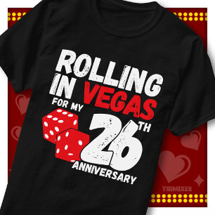 Camiseta Rolando Em Vegas 26º Aniversário Casal Engraçado