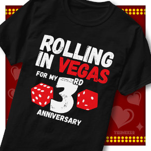 Camiseta Rolando Em Vegas 3º Aniversário Casal Engraçado