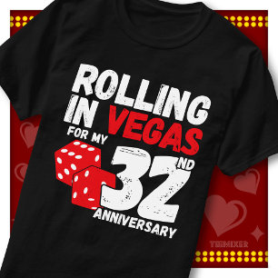 Camiseta Rolando Em Vegas 32º Aniversário Casal Engraçado