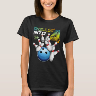 Camiseta Rolando no 4º Aniversário Retro de Boliche de Aniv