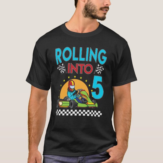 Camiseta Rolando para 5 Go Kart Racing Go Kart 5 Aniversári (Frente)