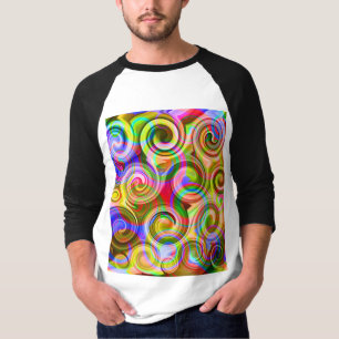 Camiseta Rolar Camisa-abstrato geométrica do Pastel
