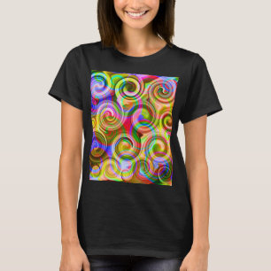 Camiseta Rolar Camisa-abstrato geométrica do Pastel