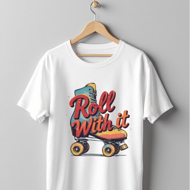 Camiseta Rolar com ele Retro 70s 80s Skate do cilindro (Criador carregado)
