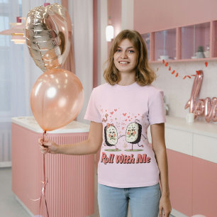 Camiseta Rolar Comigo Engraçado Sushi Love Pun