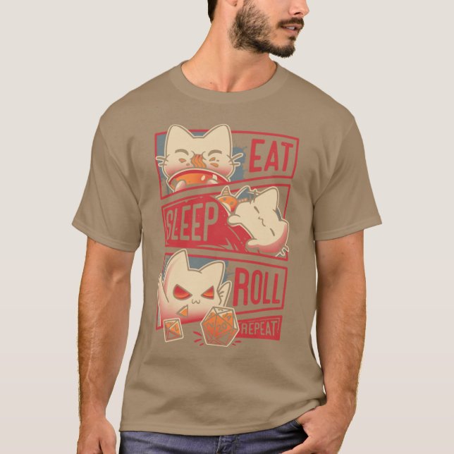 Camiseta Roleplayer Routine Kitten Dice Roll (Frente)