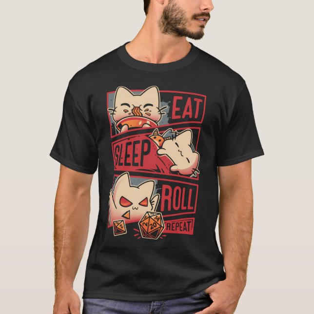 Camiseta Roleplayer Routine - Roll de Dice Kitten (Frente)