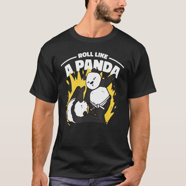 Camiseta Roll Como Um Panda Bjj Grappling Jiu Jitsu Panda (Frente)