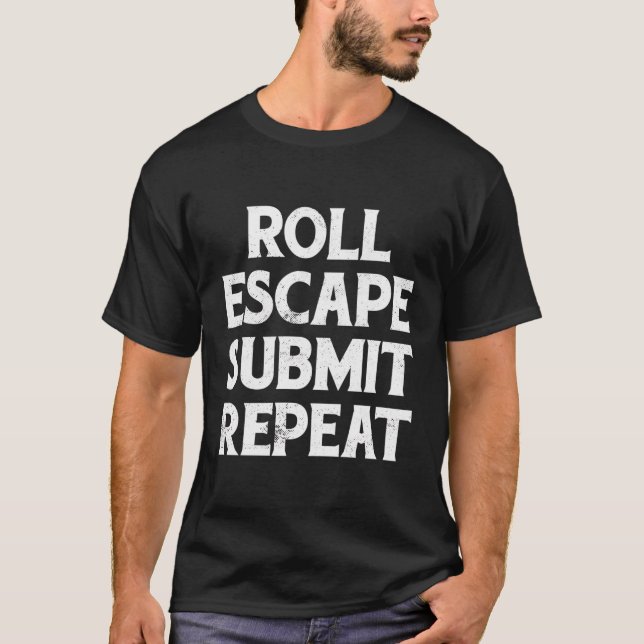 Camiseta Roll Escape Submeter Repetição Bjj Jiu-Jitsu Hoodi (Frente)
