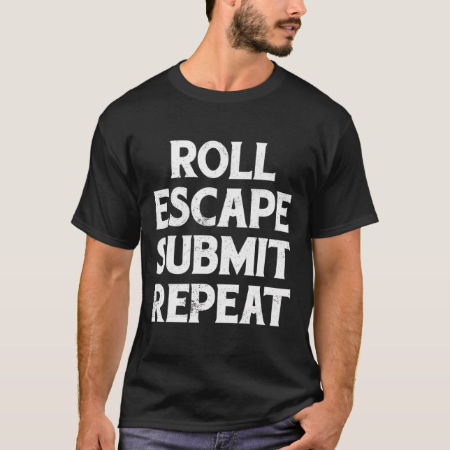 Camiseta Roll Escape Submeter Repetição Bjj Jiu-Jitsu Hoodi (Frente)