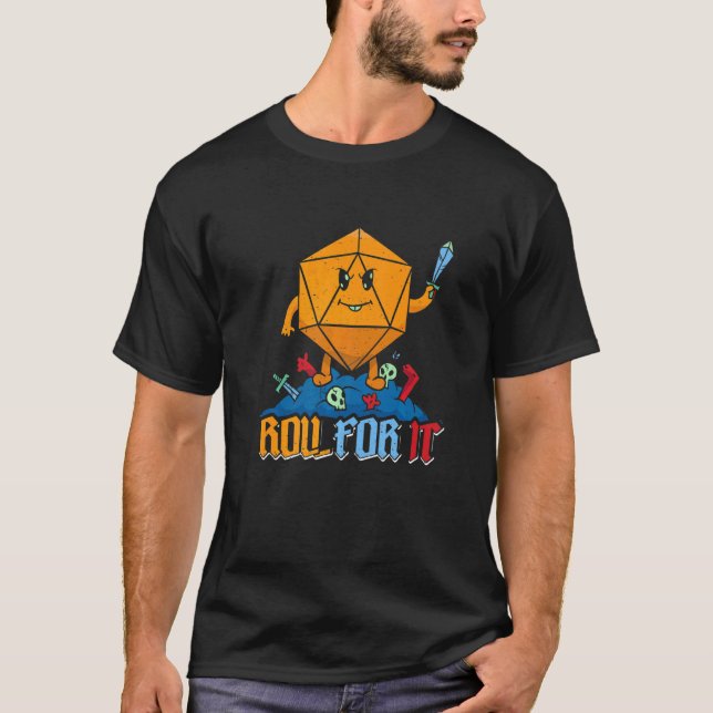 Camiseta Roll It Fantasy Game Role Tocando Dice (Frente)