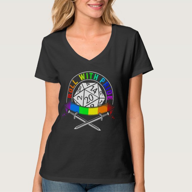 Camiseta Roll Lgbt Com Pride D20 Rpg Tabletop Gay E Lesb (Frente)