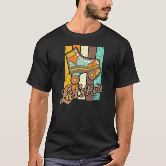 Camiseta Roll Skating Lets Roll Skater Retro (Frente)