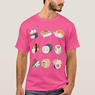 Camiseta Roller de sushi de comida de gato, amante de filme