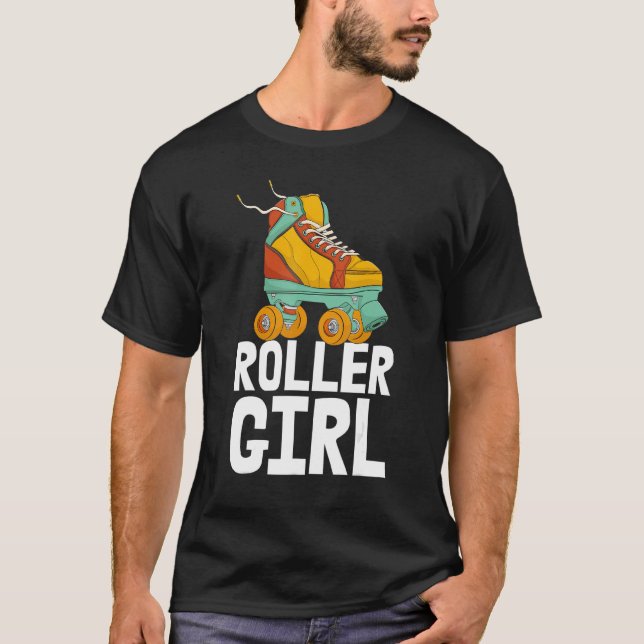 Camiseta Roller Girl Skating Calçados Rolling Aniversário (Frente)