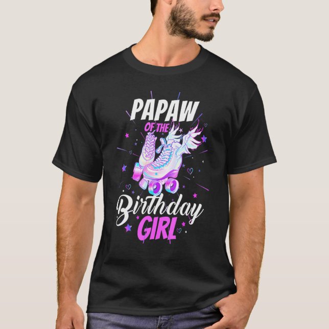 Camiseta Roller Skate Birthday Papaw Engraçado Roller Sking (Frente)