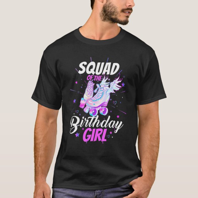 Camiseta Roller Skate Birthday Squad Engraçado Roller Sklin (Frente)