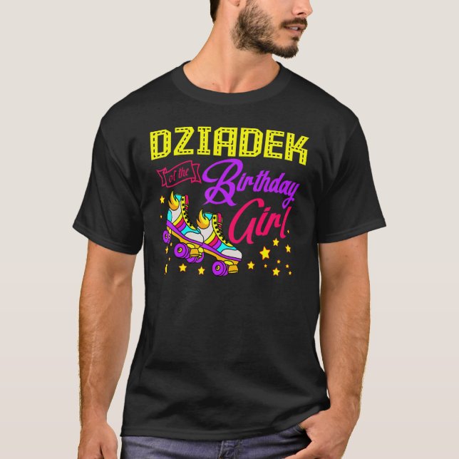Camiseta Roller Skates Patinando Dziadek Da Rapariga De Ani (Frente)