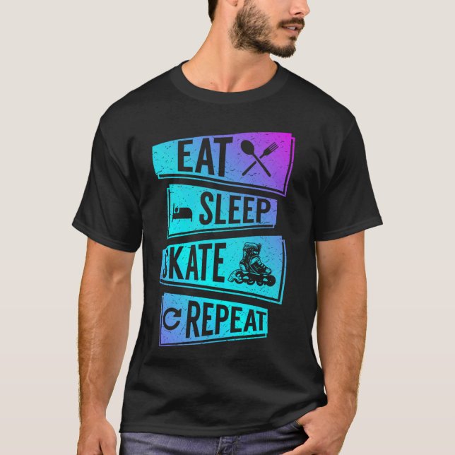Camiseta Roller Skating Engraçado Meninas Engraçadas Comem  (Frente)