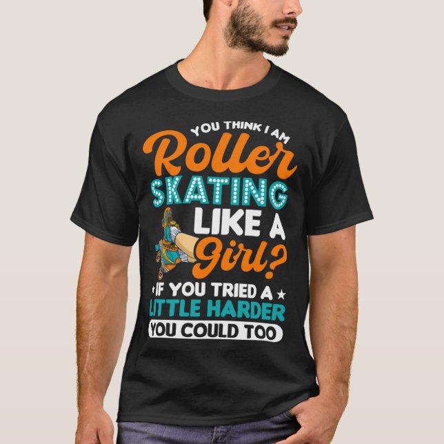 Camiseta Rollerskate Retro 90s Roller Skating Girl (Frente)