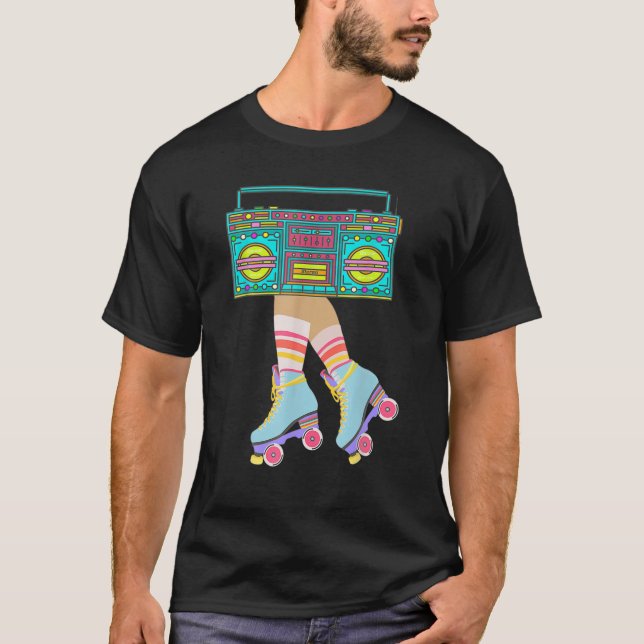 Camiseta Rollerskates Engraçado Cilindro Do Anos 80 90 Sk (Frente)