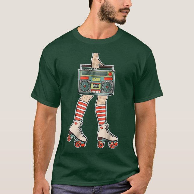 Camiseta Rollerskates Vintage Roller Skating Disco (Frente)