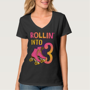 Camiseta Rollin' Em 3 Roller Girl aniversário de 3 anos Ska