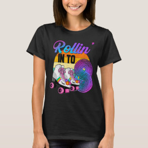Camiseta Rollin' em 8 Roller Skating Rink 8th Birthday Pa