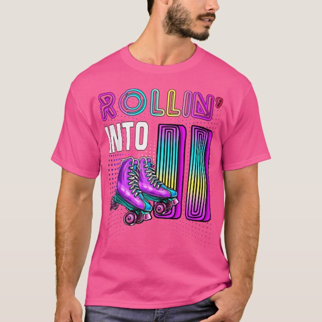 Camiseta Rollin' Into 11 Roller Skating Rink 11Th Birthday  (Frente)