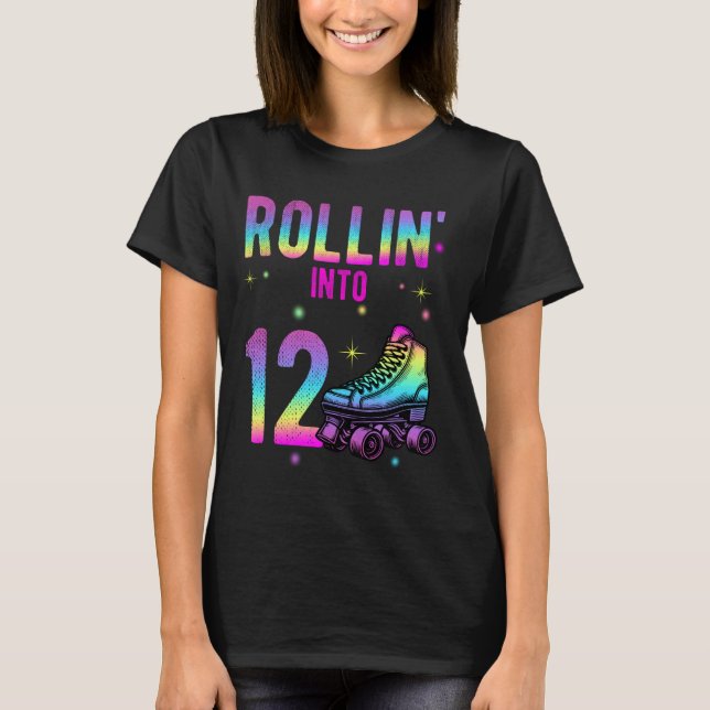 Camiseta Rollin' para 12 Birthday Roller Skate Lifecycle (Frente)