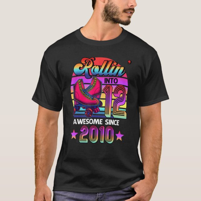 Camiseta Rollin' para 12 incrível 2010 Roller Skating 12 B (Frente)