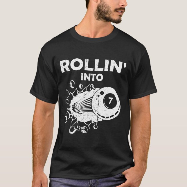 Camiseta Rollin para 7 Billiards 7 Birthday Flaming Billi (Frente)