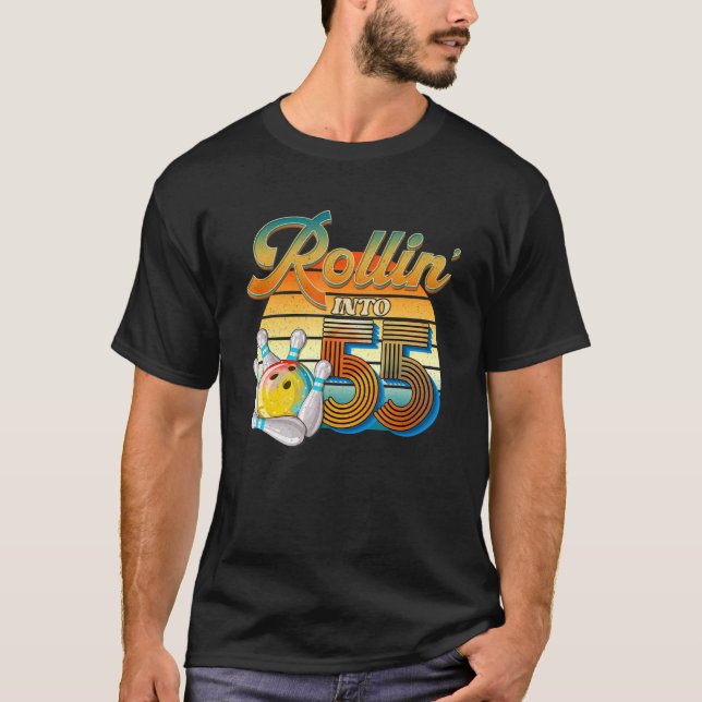 Camiseta Rollin' para o 55º aniversário do Bowler 55 anos d (Frente)
