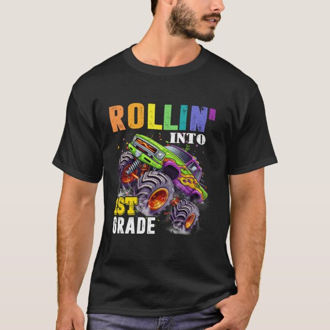 Camiseta Rollin Para O Caminhão Monstro De Esmagamento 1 ru (Frente)