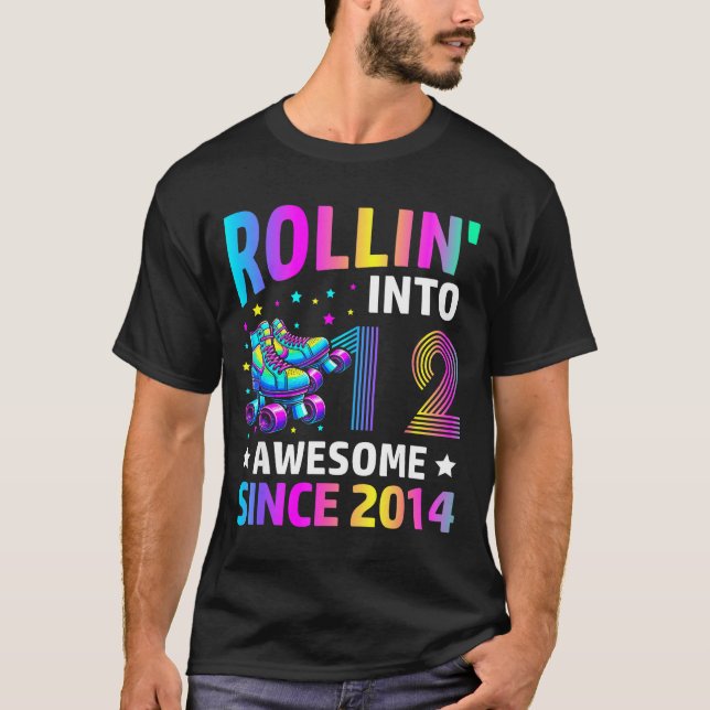 Camiseta Rolling Into 12 Years Old Skates 12th Birthday Gir (Frente)