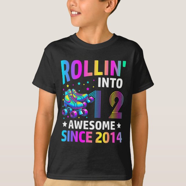 Camiseta Rolling Into 12 Years Old Skates 12th Birthday Gir (Frente)