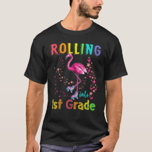 Camiseta Rolling Into 1st Grade Flamingo Back To School