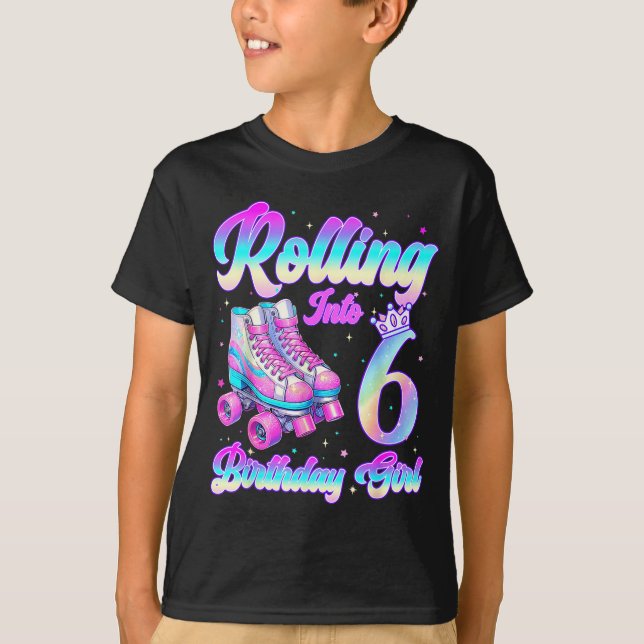Camiseta Rolling Into 6 Year Old Roller Skating 6th Birthda (Frente)