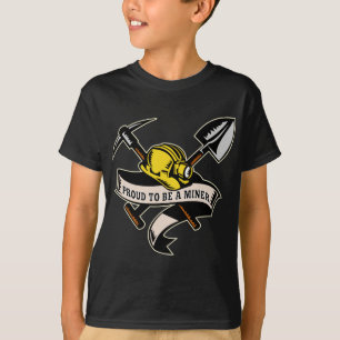Camiseta rolo da picareta da pá da pá do chapéu do minei