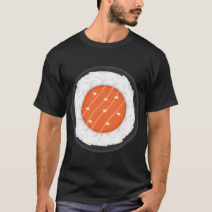 Camiseta Rolo de arroz de sushi redondo fatia de salmão