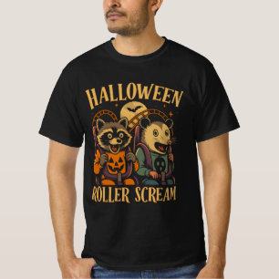Camiseta Rolo de Halloween Grita Guaxinim e Gambá
