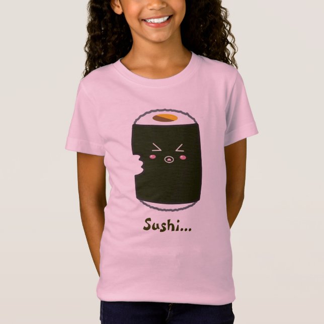 Camiseta Rolo de sushi de Kawaii com Bitemark (Frente)