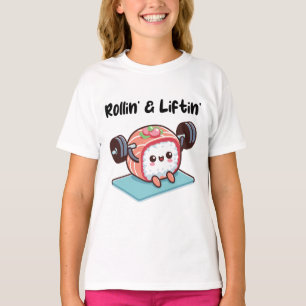 Camiseta Rolo de Sushi Levantando Pesos