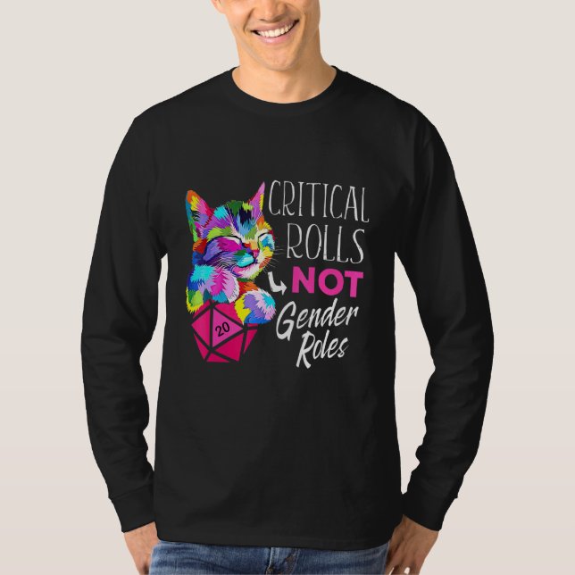 Camiseta Rolos Críticos Não Funções de Gênero Dice Boardgam (Frente)