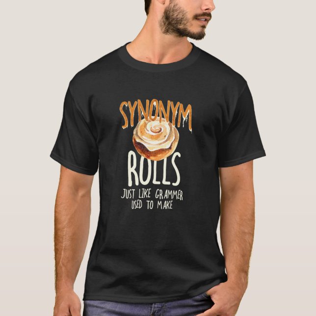 Camiseta Rolos de Sinônimos Engraçados Produto de Gramática (Frente)