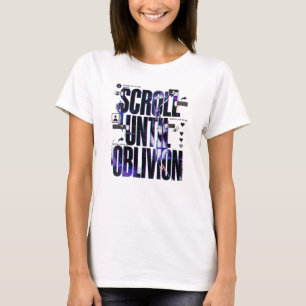 Camiseta ROLOU ATÉ O OBLÍVIO Tipografia Brutalista de Míd