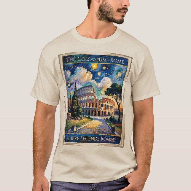Camiseta Roma Colosseum Itlay Marco Retro Van Gogh Art (Frente)
